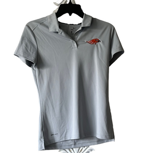 Nike golf dri-fit Silver Fitted Polo Shirt with bird logo
